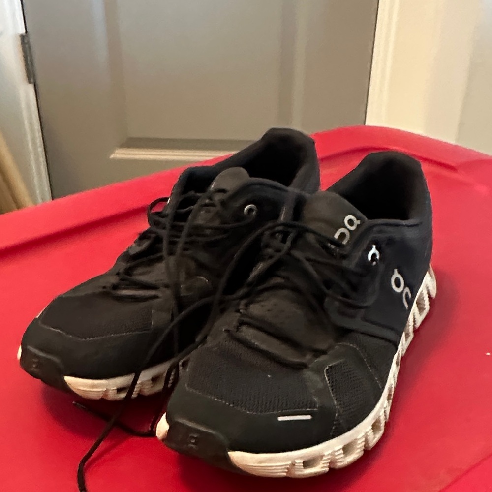 On Running Black and White Athletic Shoes